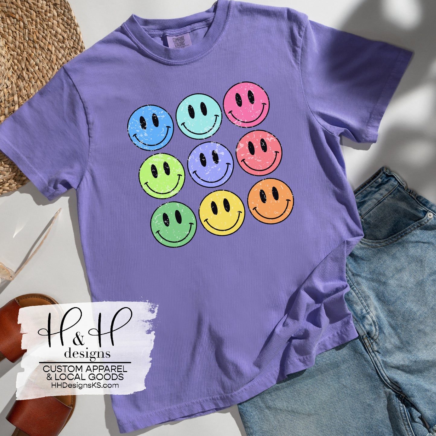 Rainbow Distressed Smileys