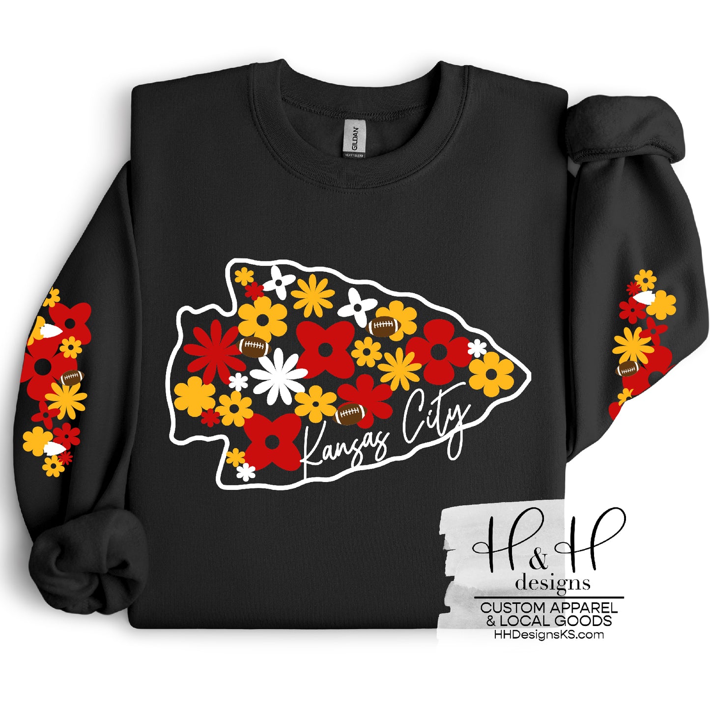 Red & Gold Floral Fill Kansas City Arrowhead