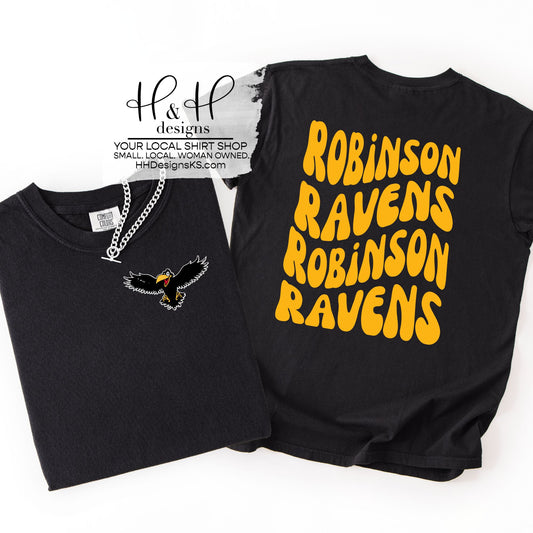 Robinson Ravens Retro Wavy with pocket mascot