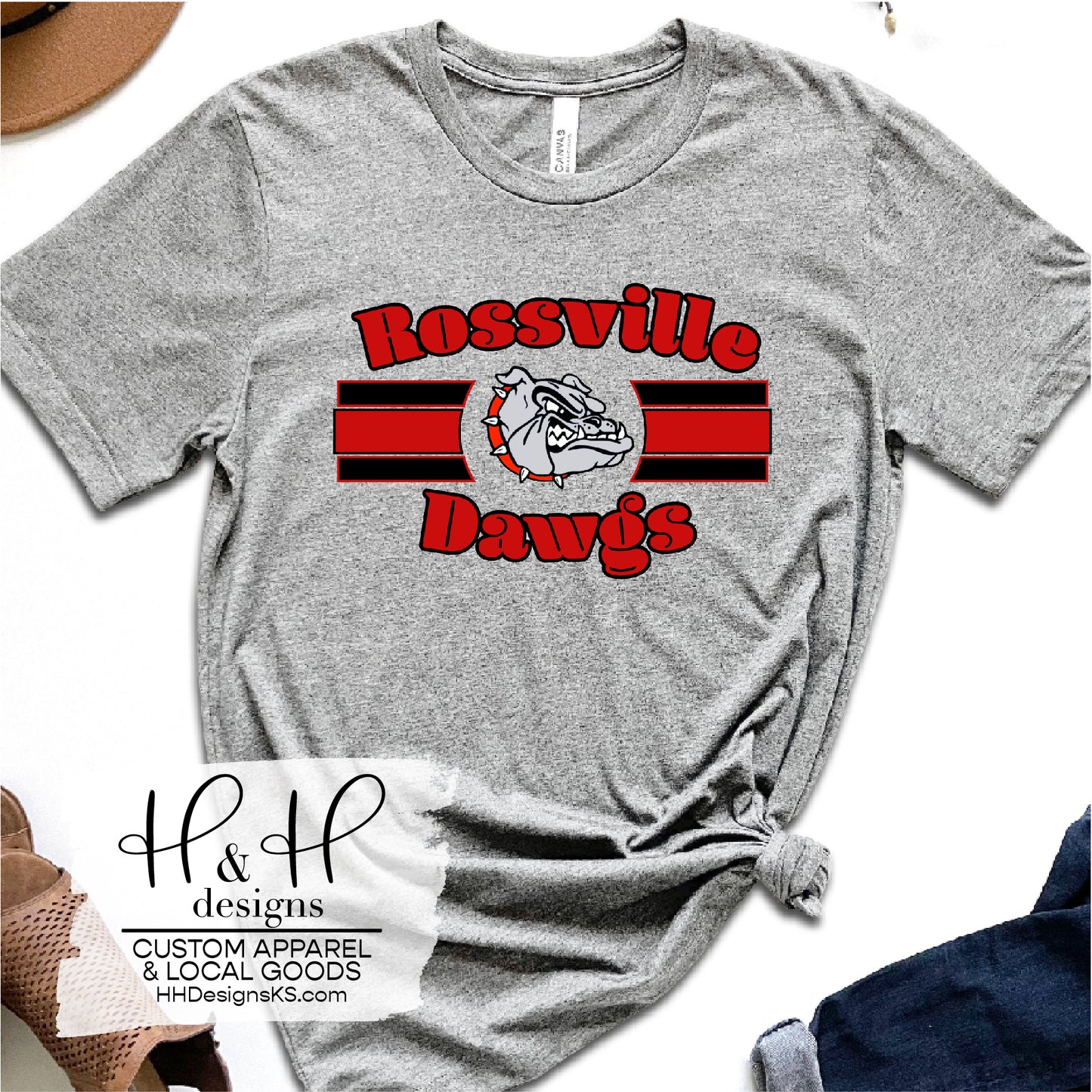 Rossville Dawgs Classic Triple Line with Logo