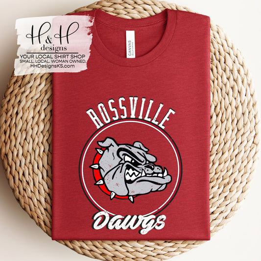 Rossville Dawgs Distressed Round ~ HH142