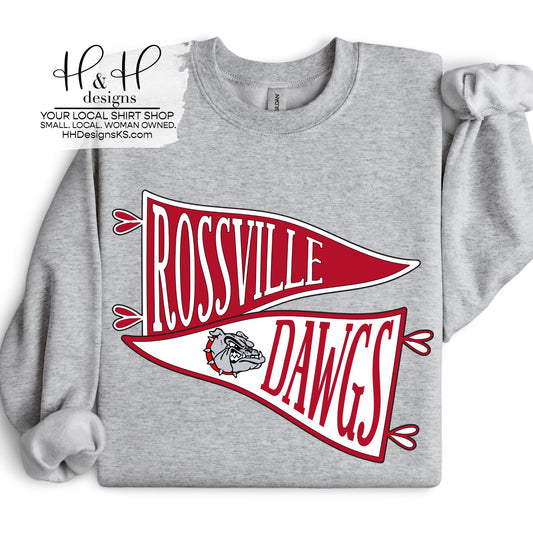 Rossville Dawgs Mascot Pennant Stack ~ HH164