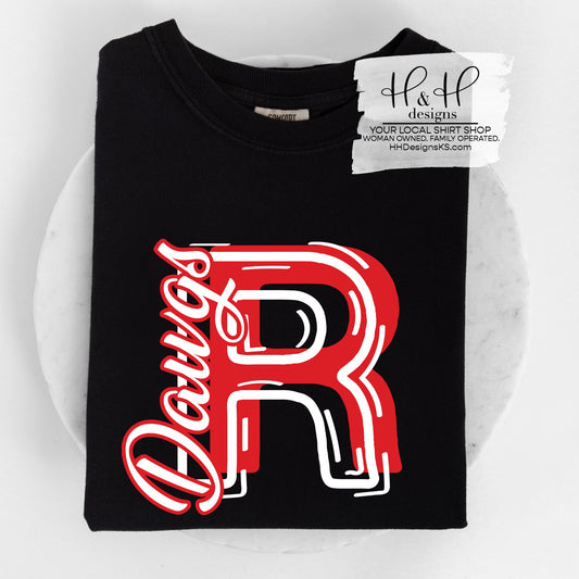 Rossville Dawgs Sketch Initials ~ HH813