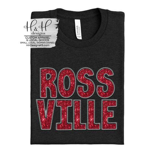 Rossville Faux Glitter Embroidery