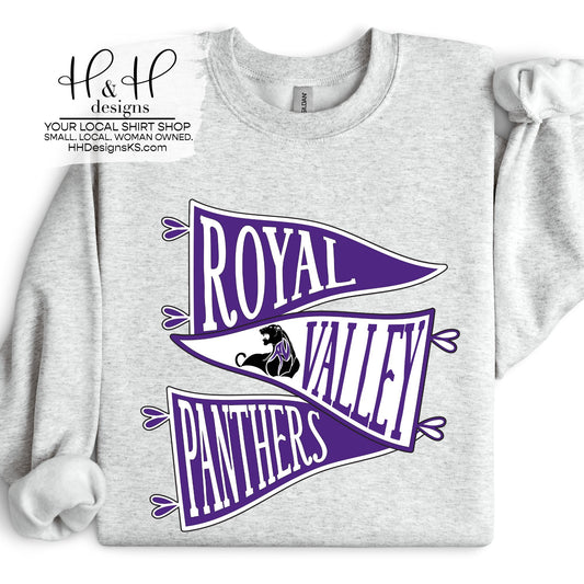Royal Valley Panthers Mascot Pennant Stack ~ HH165