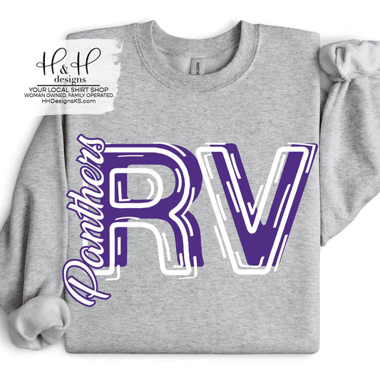 Royal Valley Panthers Sketch Initials ~ HH818
