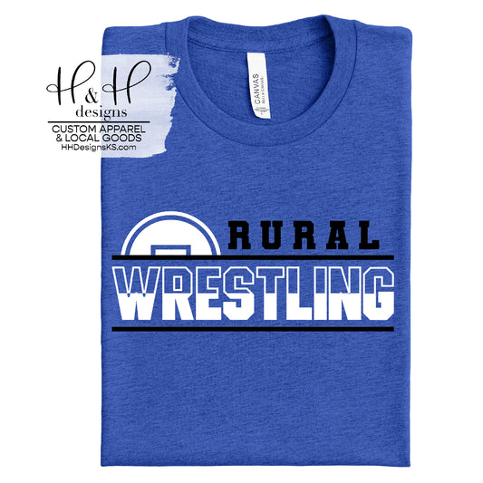 Rural Wrestling Block - Black & White - Washburn Rural Middle School Wrestling