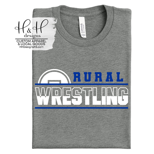 Rural Wrestling Block - Royal & White Washburn Rural Middle School Wrestling