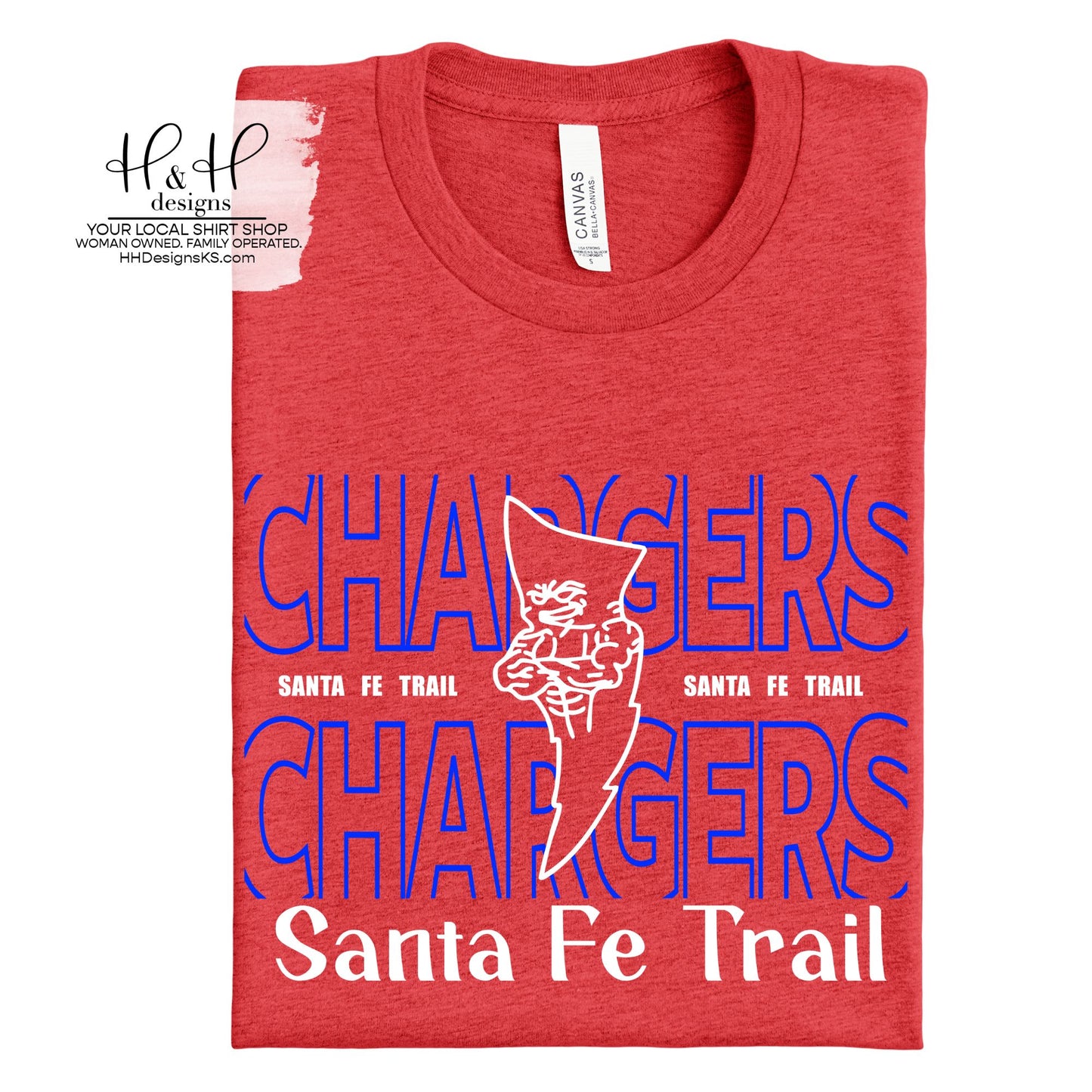 Santa Fe Trail Chargers Blue Hallow Outline ~ HH182