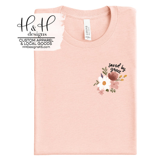 Saved by Grace Floral Sketch Pocket