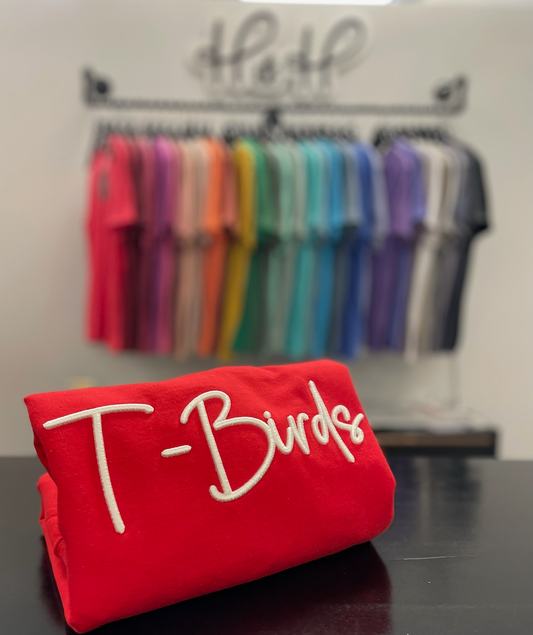T-Birds Puff ~ 3D Script Embroidery