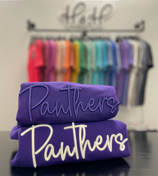 Panthers Puff ~ 3D Script Embroidery