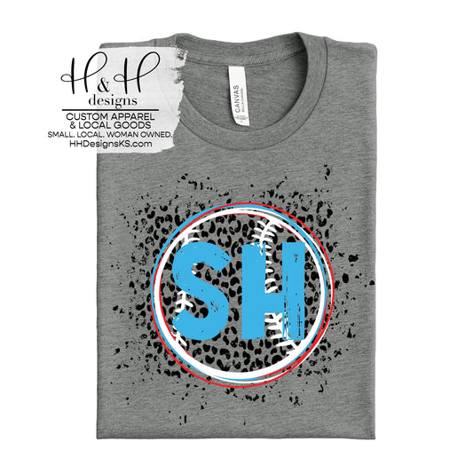 Shawnee Heights Softball/Baseball Round Leopard Splatter