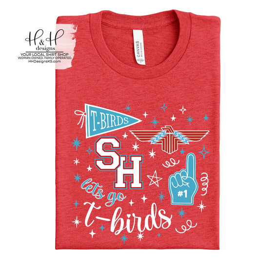 Shawnee Heights T-Birds Blue Game Day Spirit ~ HH246