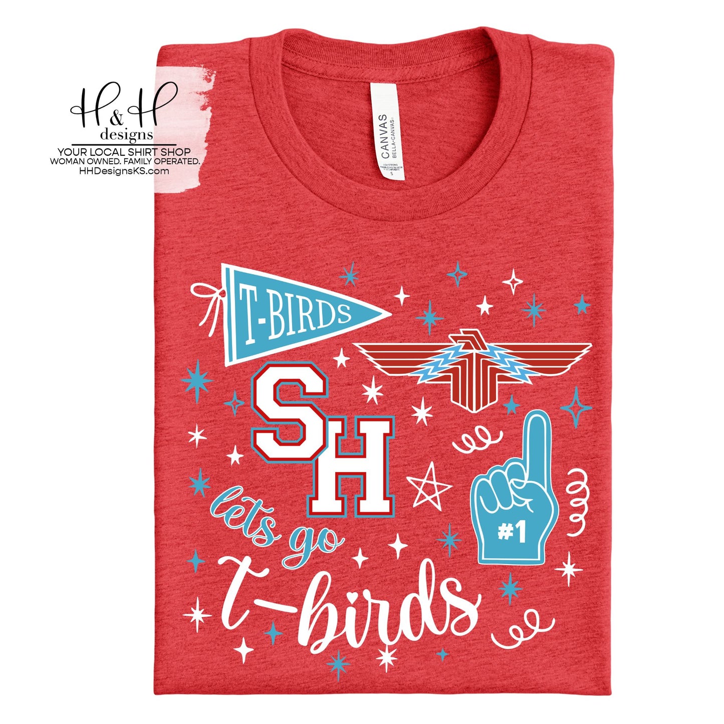 Shawnee Heights T-Birds Blue Game Day Spirit ~ HH246 ~ Customize for your sport or club!