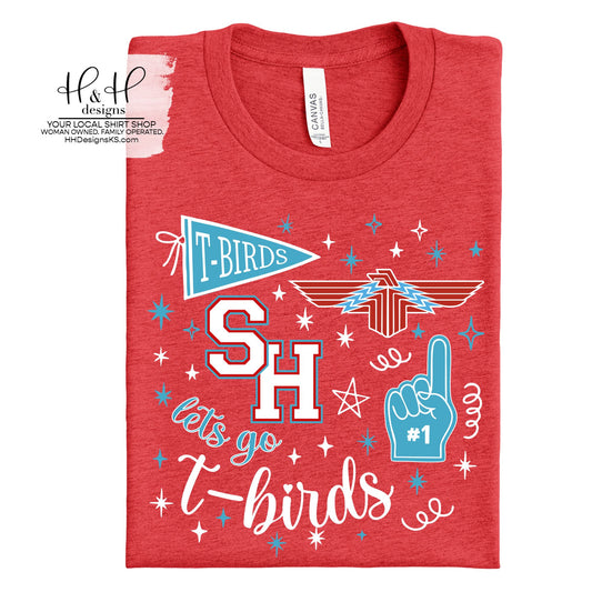 Shawnee Heights T-Birds Blue Game Day Spirit ~ HH246 ~ Customize for your sport or club!