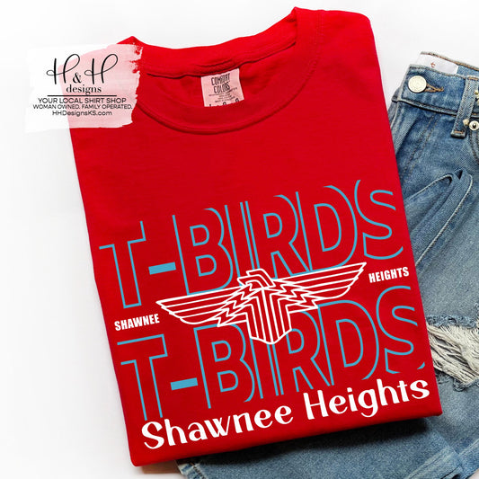 Shawnee Heights T-Birds Blue Hallow Outline ~ HH175