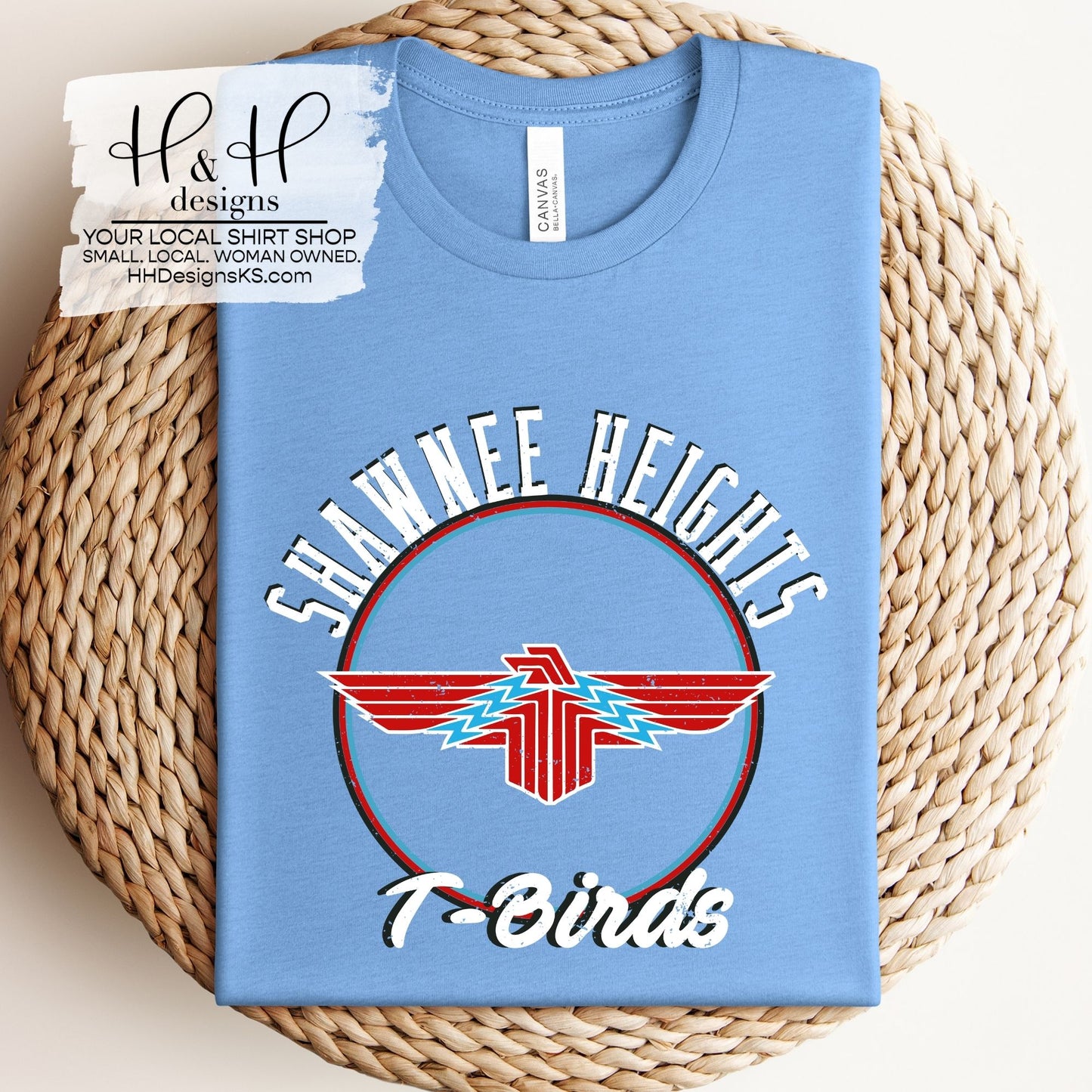Shawnee Heights T-Birds Distressed Round ~ HH145