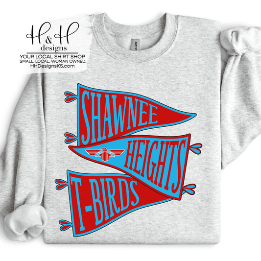 Shawnee Heights T-Birds Mascot Pennant Stack ~ HH168