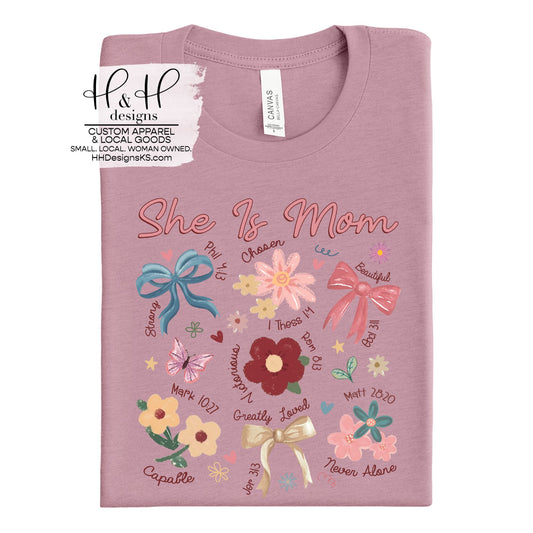 She is Mom Floral and Bows Doodle
