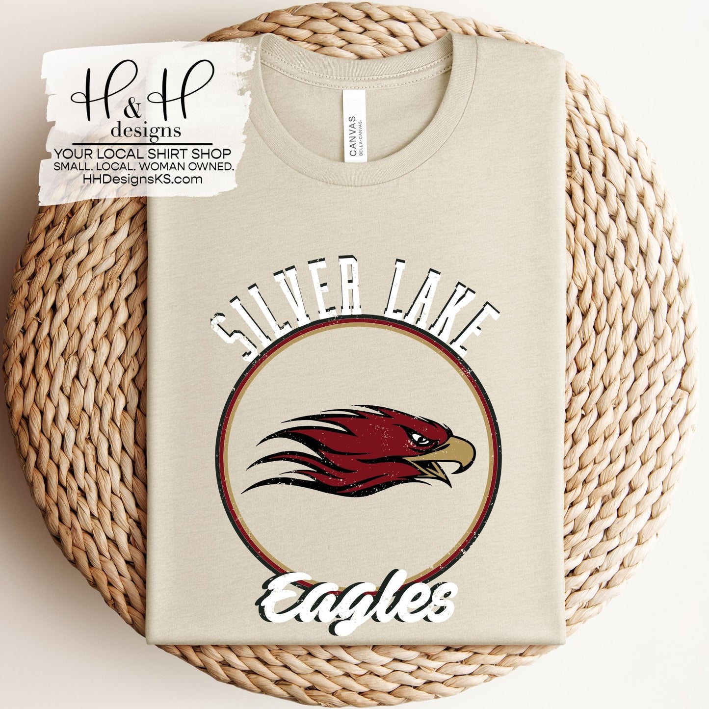 Silver Lake Eagles Distressed Round ~ HH146