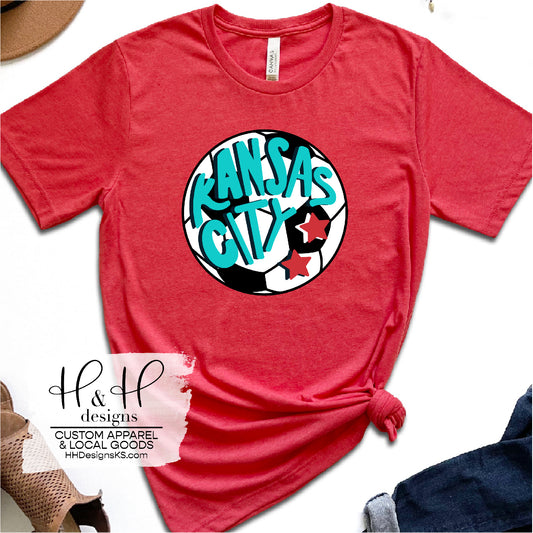 Teal Kansas City Soccer Ball with Stars