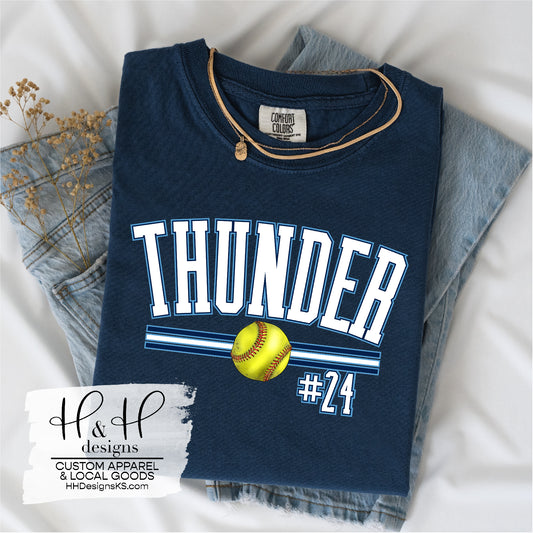 Thunder Softball Double Block with Custom Number Option ~ Thunder Softball