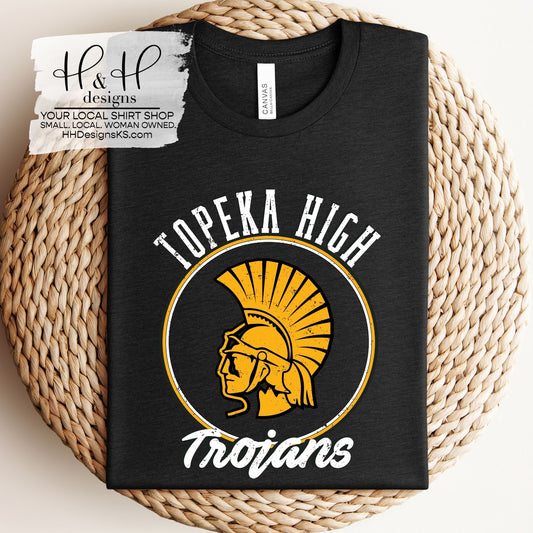 Topeka High Trojans Distressed Round ~ HH147