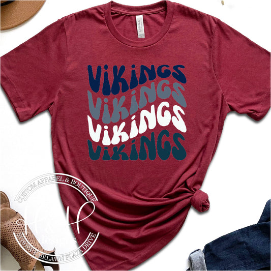 Navy Vikings Retro Wavy - Seaman High School