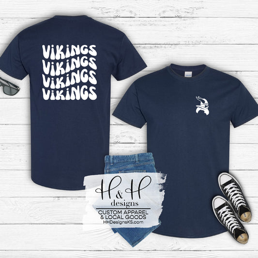 Vikings Retro Wavy with Mascot ~ Seaman Middle School PTO Fundraiser