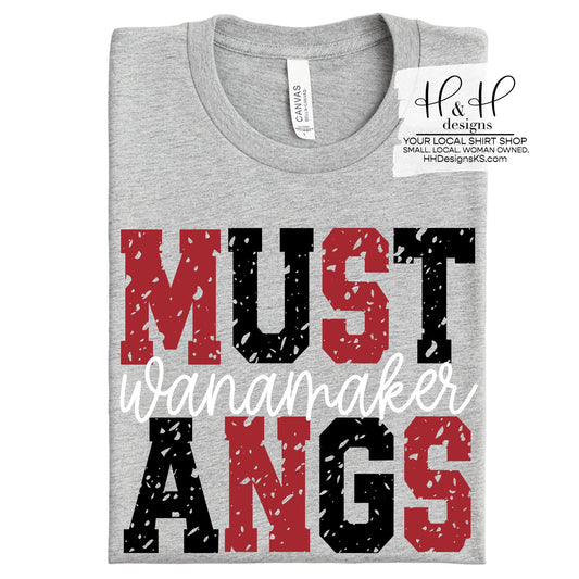 Wanamaker Mustangs Distressed Block ~ Wanamaker PTO 2025