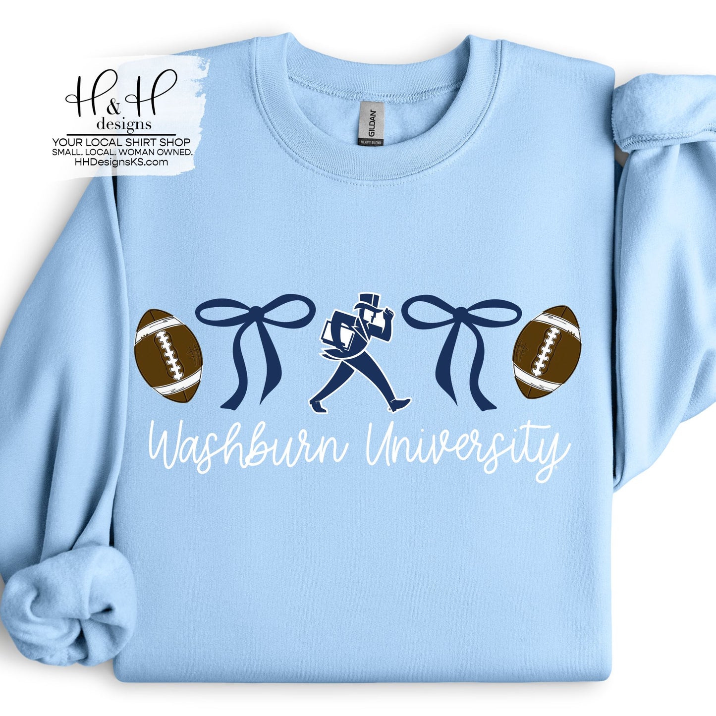 Washburn University Coquette Football Bows ~ Licensed Apparel ~ HHWU202
