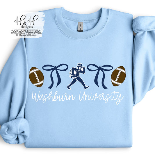 Washburn University Coquette Football Bows ~ Licensed Apparel ~ HHWU202