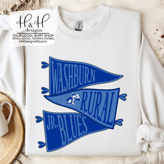 Washburn Rural Jr. Blues Mascot Pennant Stack ~ HH172