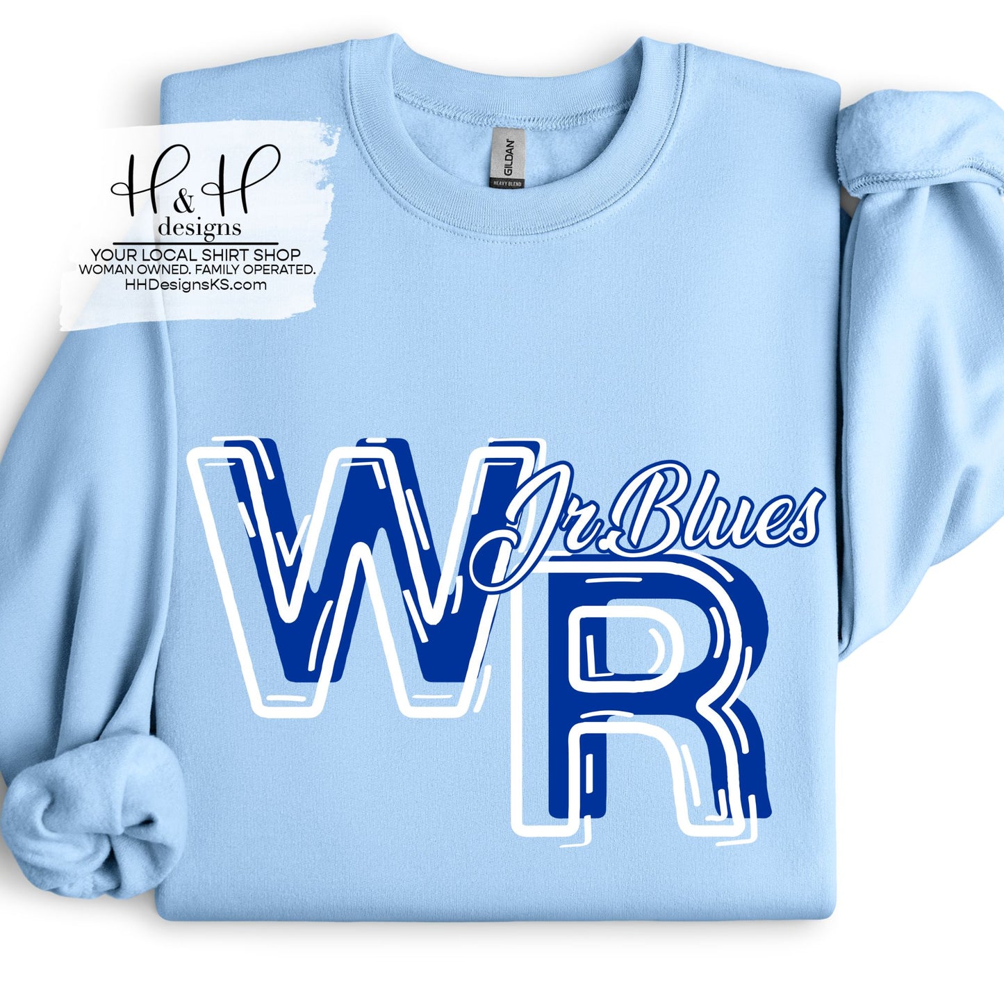 Washburn Rural Jr. Blues Sketch Initials ~ HH823