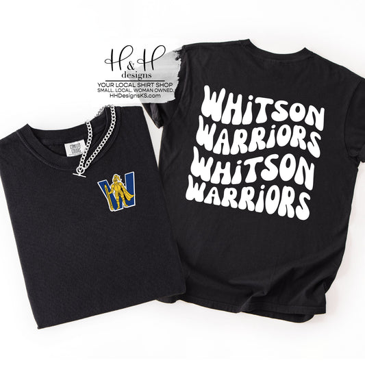 Whitson Warriors Retro Wavy with Pocket Mascot