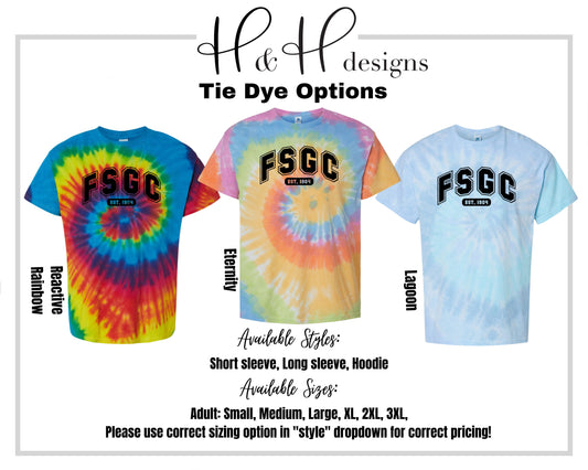 Tie Dye Options for FSGC Black Athletic Block -  Family Service and Guidance Center