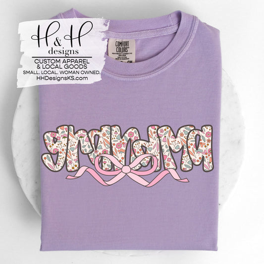 Grandma Floral Doodle Bow