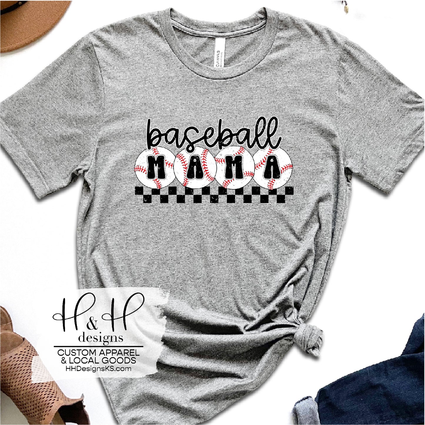 Checkered Baseball Mama