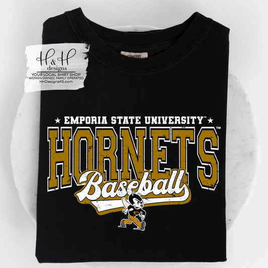 Emporia State Hornets Baseball Distressed Retro Script  ~ Licensed Apparel ~ HHESU146