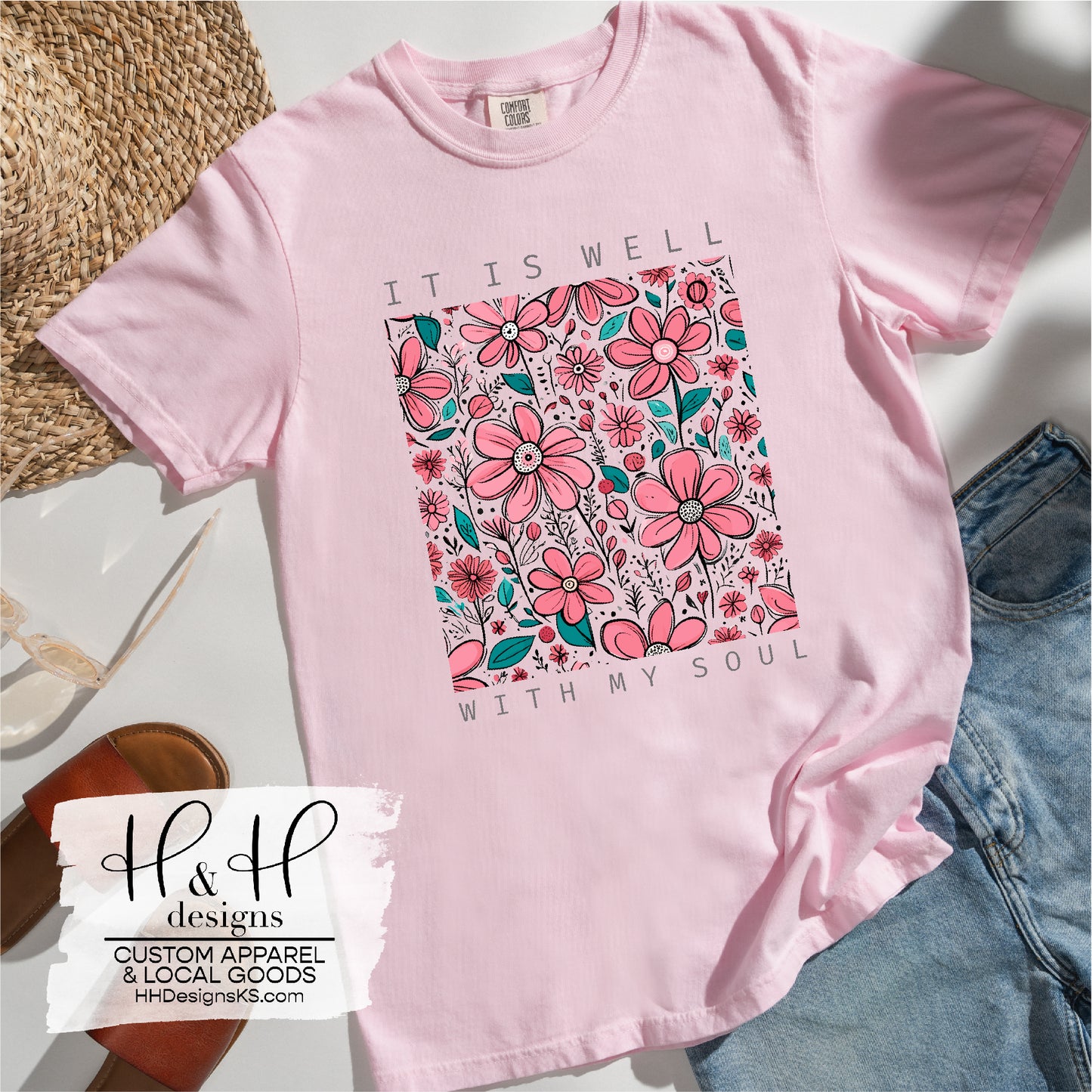 It is well with my soul retro flowers