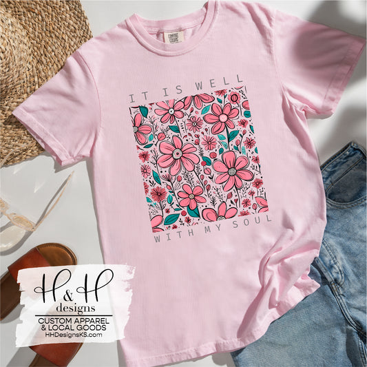 It is well with my soul retro flowers