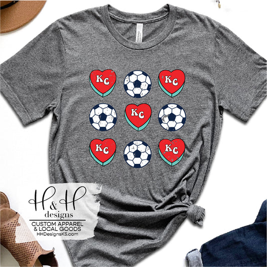 Kansas City Soccer Ball Heart Grid