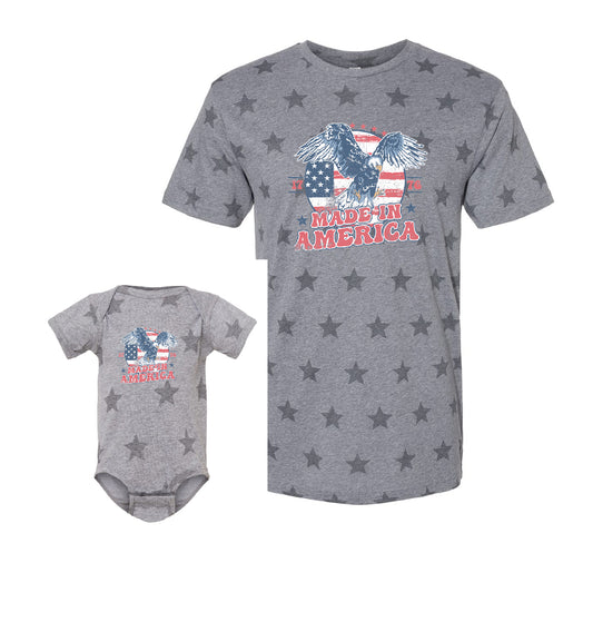 Made in America distressed Eagle  - with patterned tee option
