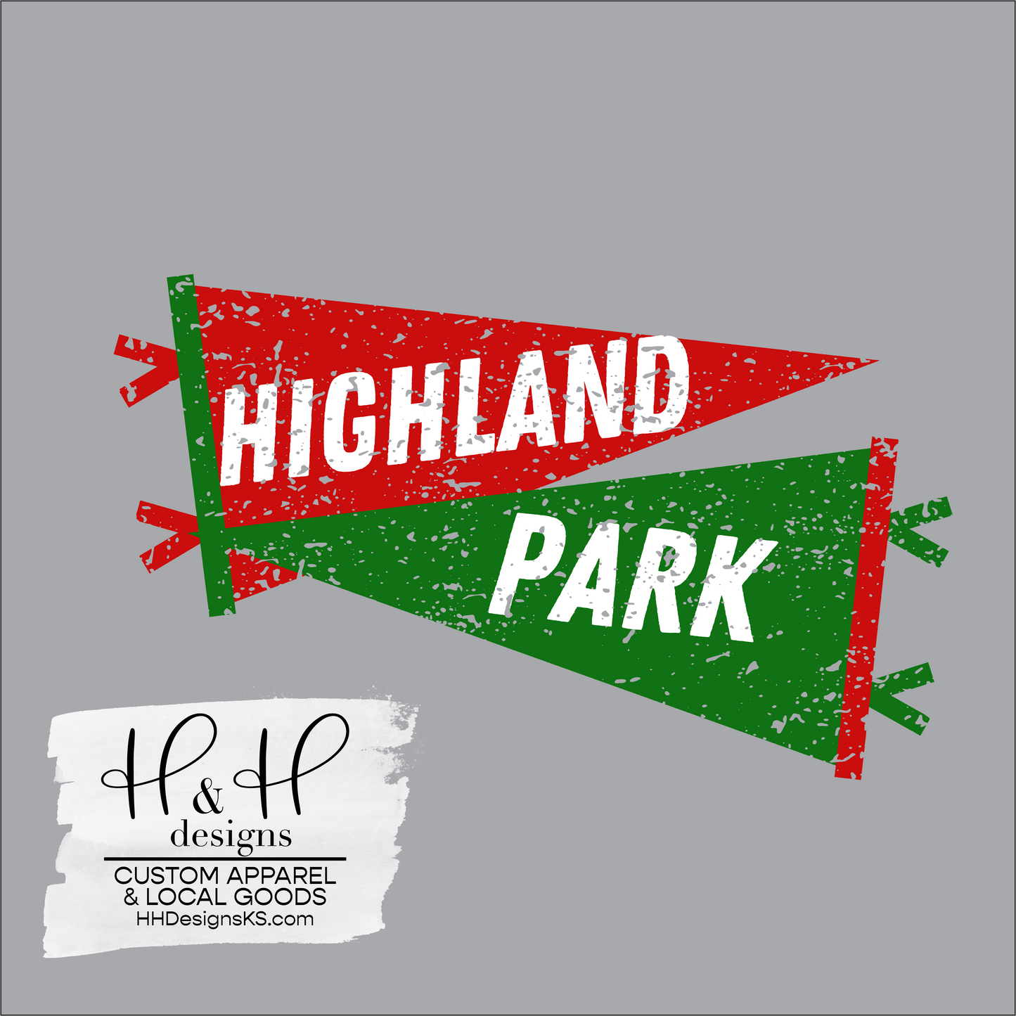 Highland Park Distressed Pennants - Highland Park Booster Club Fundraiser - DELIVERY OPTION