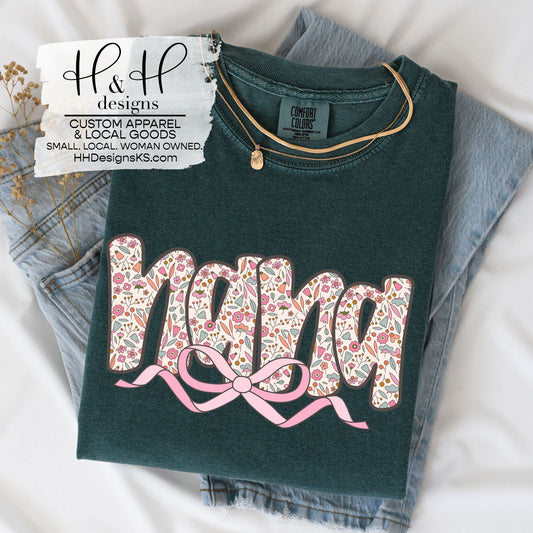 Nana Floral Doodle Bow