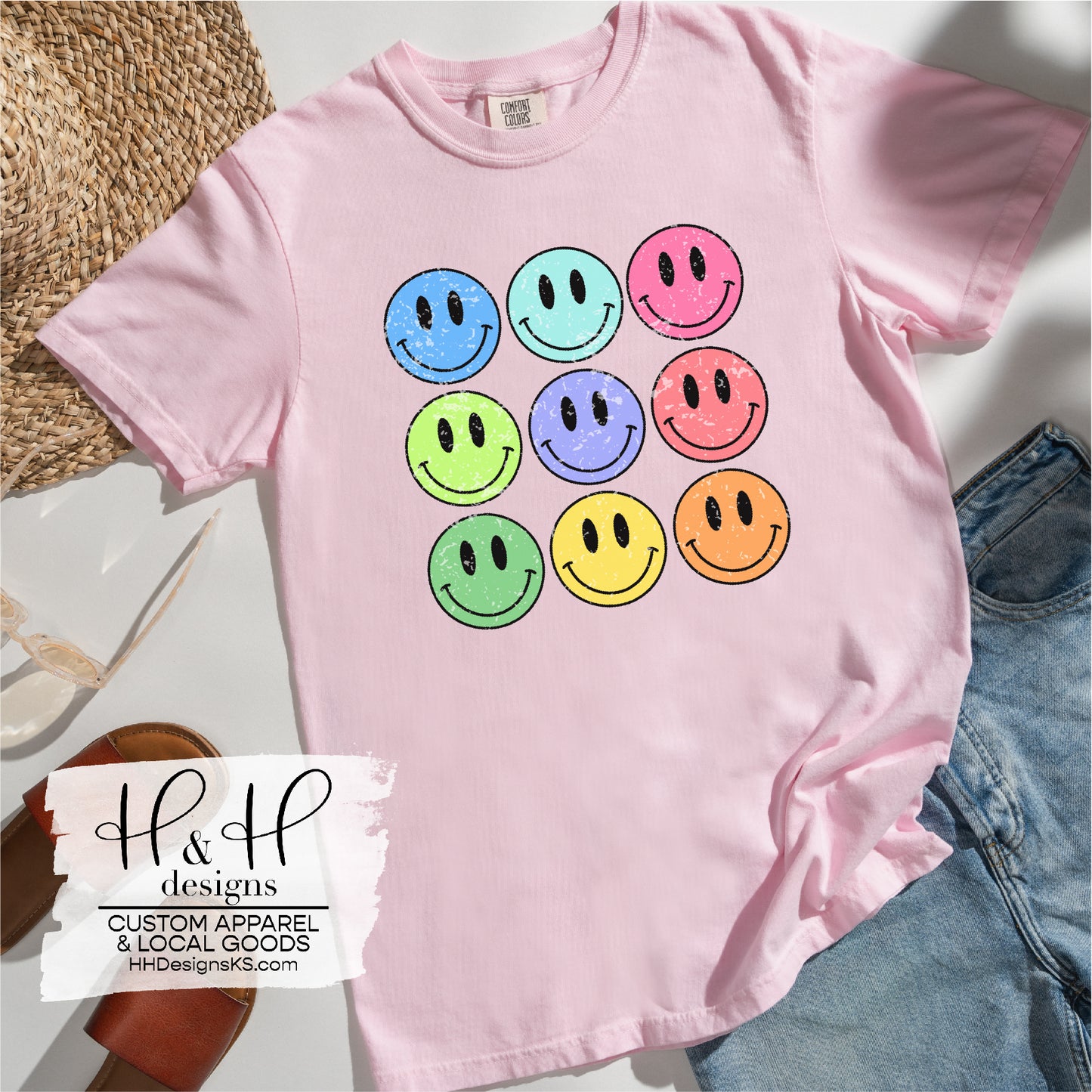 Rainbow Distressed Smileys