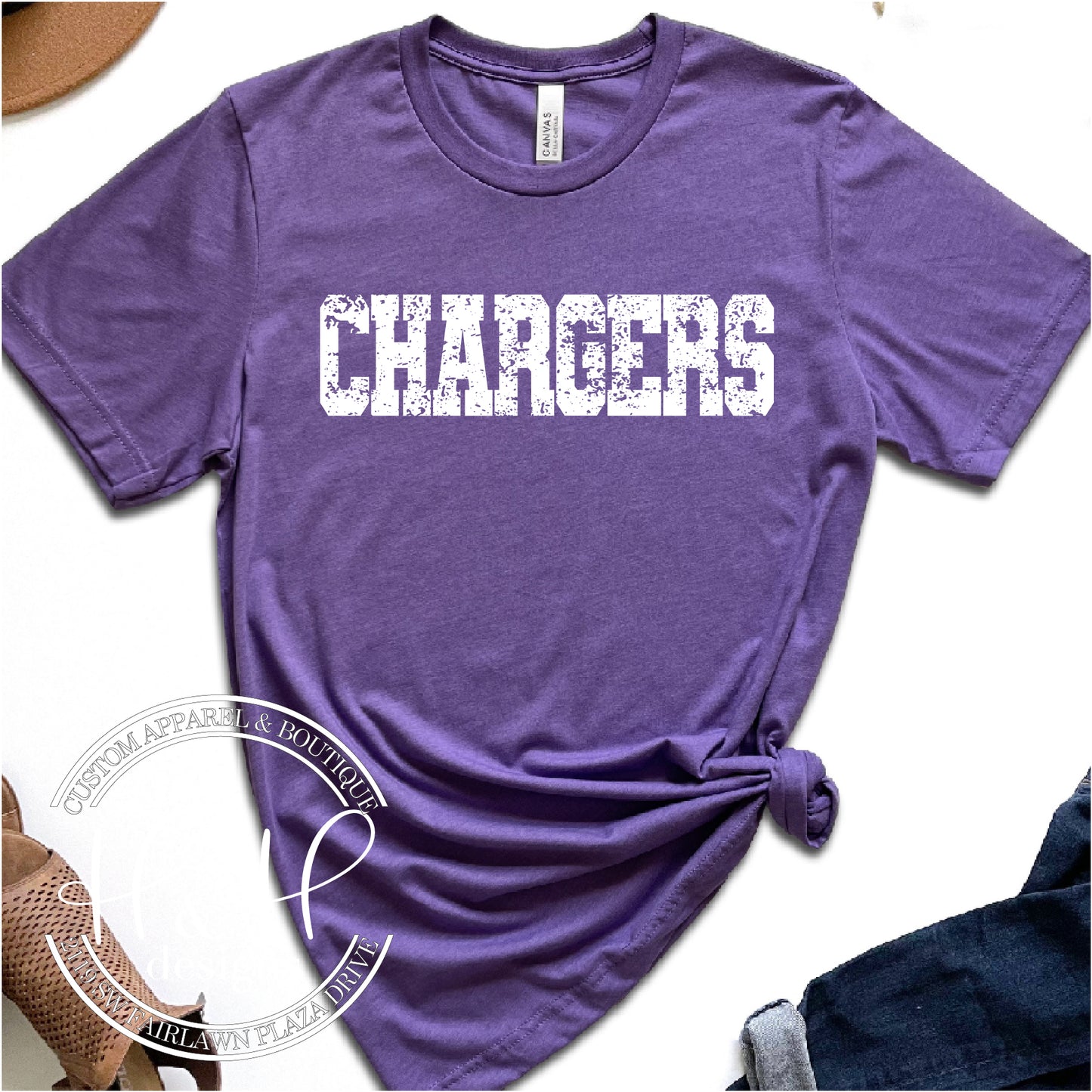 Chargers Distressed Block - Topeka West Official Spirit Wear!