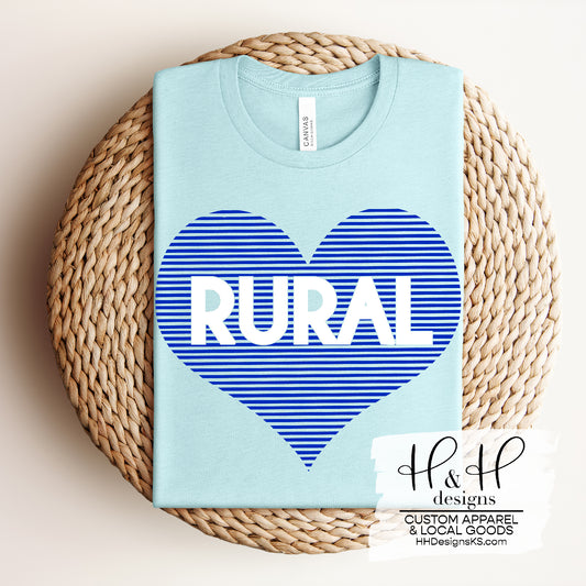 Rural Lined Heart - Royal & White