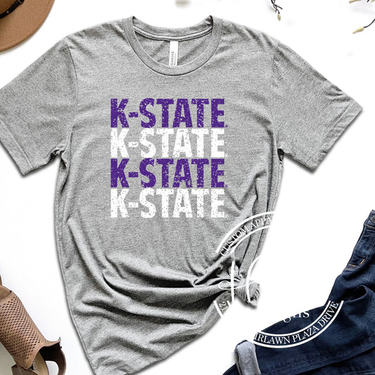 K-State Distressed Stack - HHKSU107 - Licensed Apparel